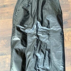 Wilson Black Leather Pencil Skirt